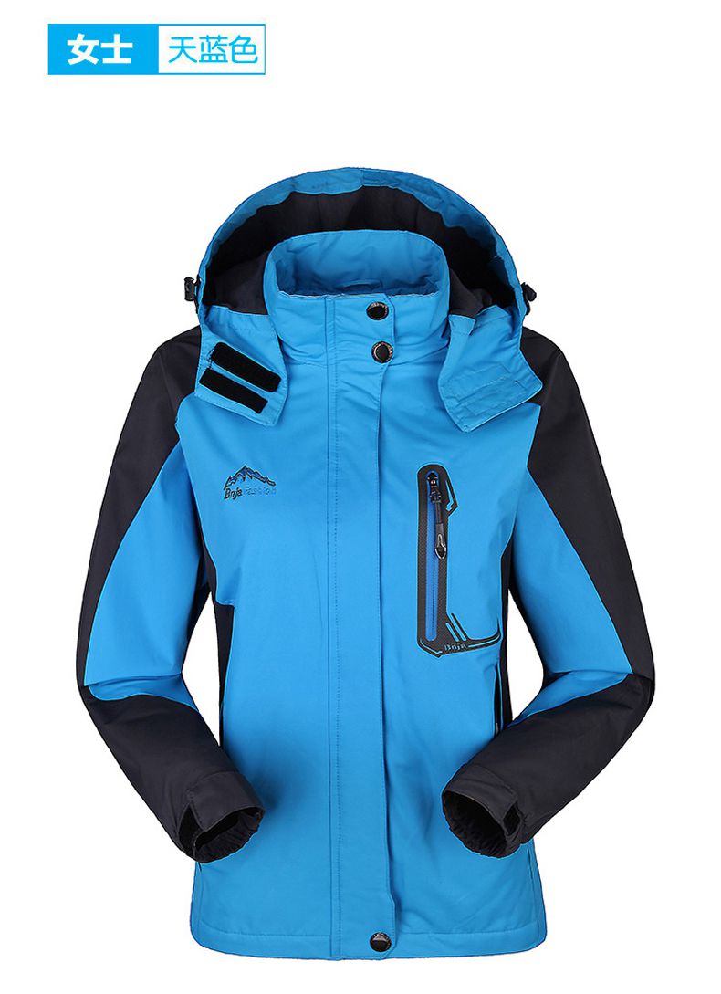 天藍色女式沖鋒衣定做款式